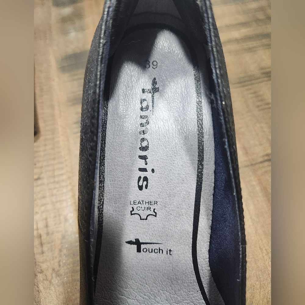 Tamaris Black Leather Pumps Size 39 (9) - Picture 2 of 8